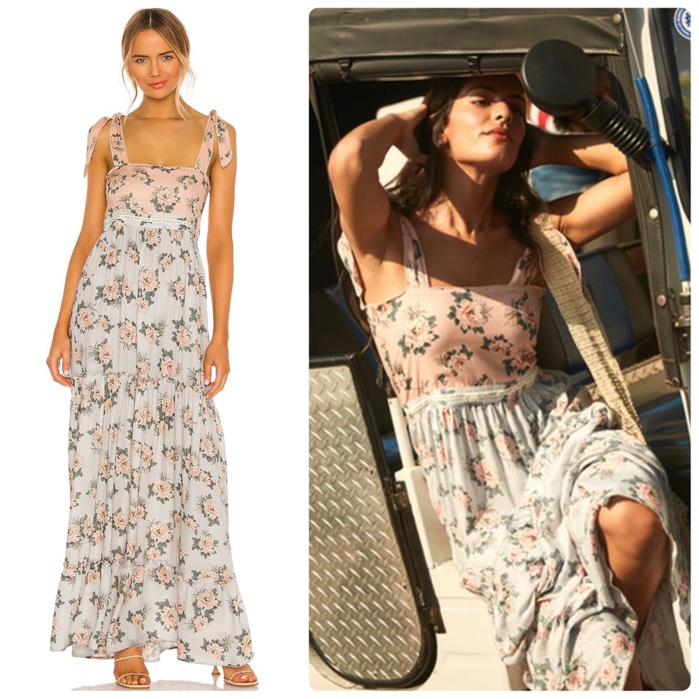 Revolve Agua Bendita Helina Zola Floral Sleeveless Empire Waist Maxi Dress